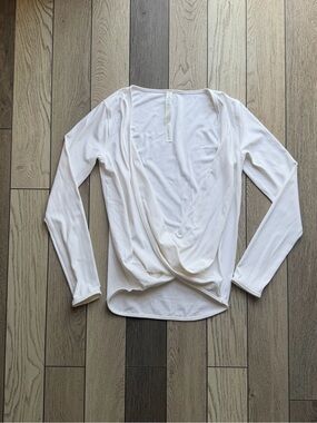 Lululemon Women’s White Long-Sleeve Draped Wrap Top 2